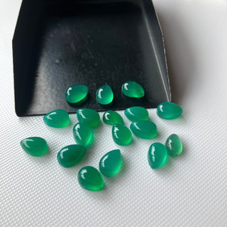 10x8mm/14x10mm Natural Green Onyx Rose Cut Flat Back Faceted Loose Cabochons For Jewelry, Rose Cut Green Onyx Gemstone, SKU-RS33