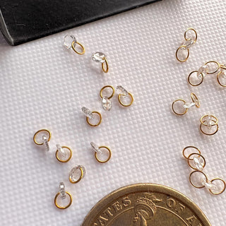 14K Solid Gold Round Rose Cut Lab Grown Diamond Loose Connector, Diamond slices for Floating Diamond Jewelry 3mm To 8mm LG54