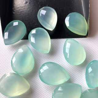 6 Pieces 18x12mm Natural Aqua Blue Chalcedony Pear Shaped Both Side Faceted Loose Gemstones, Aqua Chalcedony Pear Stones For Jewelry, BB55