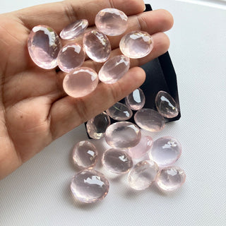 21 Pieces 16x13mm-21x17mm Natural Rose Quartz Light Pink Oval Shaped Faceted Loose Gemstone For Making Jewelry, Pink Quartz, GDS2274/15