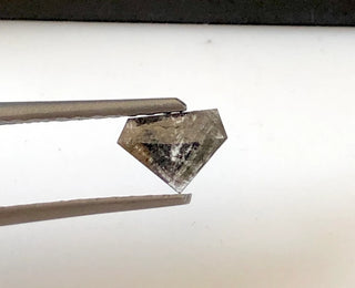 6.9mm/0.35CTW Clear Grey Shield Shaped Salt And Pepper Rose Cut Diamond Loose Cabochon, Faceted Diamond Rose Cut For Ring, DDS639/10