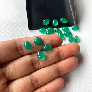 10x8mm/14x10mm Natural Green Onyx Rose Cut Flat Back Faceted Loose Cabochons For Jewelry, Rose Cut Green Onyx Gemstone, SKU-RS33