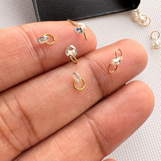 14K Solid Gold Round Rose Cut Lab Grown Diamond Loose Connector, Diamond slices for Floating Diamond Jewelry 3mm To 8mm LG54