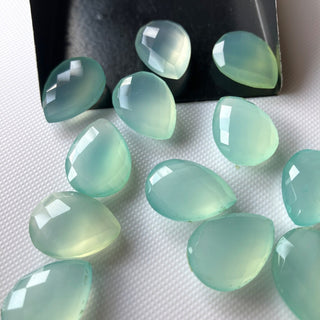 6 Pieces 18x12mm Natural Aqua Blue Chalcedony Pear Shaped Both Side Faceted Loose Gemstones, Aqua Chalcedony Pear Stones For Jewelry, BB55