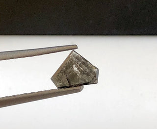 6.9mm/0.35CTW Clear Grey Shield Shaped Salt And Pepper Rose Cut Diamond Loose Cabochon, Faceted Diamond Rose Cut For Ring, DDS639/10