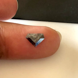 6.9mm/0.35CTW Clear Grey Shield Shaped Salt And Pepper Rose Cut Diamond Loose Cabochon, Faceted Diamond Rose Cut For Ring, DDS639/10