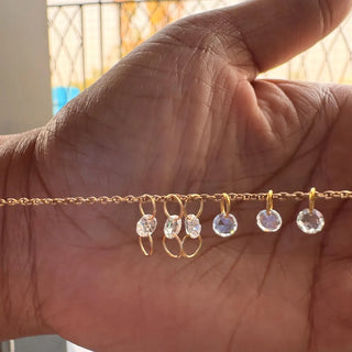 14K Solid Gold Round Rose Cut Lab Grown Diamond Loose Connector, Diamond slices for Floating Diamond Jewelry 3mm To 8mm LG54