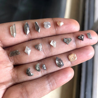 6.9mm/0.35CTW Clear Grey Shield Shaped Salt And Pepper Rose Cut Diamond Loose Cabochon, Faceted Diamond Rose Cut For Ring, DDS639/10