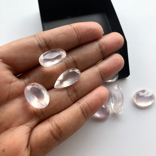 8 Piece Lot 16mm to 20mm Natural Rose Quartz Pink Oval/Pear Shaped Faceted Loose Gemstone For Making Jewelry, GDS2274/24