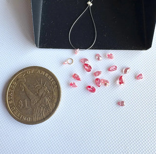 Loose Pink Lab Created Pear Cut Diamond, Drilled/Undrilled/14k Gold Connector Charm 3mm To 7mm Pink CVD Diamond, LG59