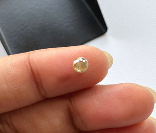 0.39CTW/4.3mm Clear Grey Yellow Round Shaped Faceted Rose Cut Diamond Loose, Faceted Rose Cut Loose Diamond For Ring, DDS777/3