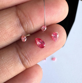 Loose Pink Lab Created Pear Cut Diamond, Drilled/Undrilled/14k Gold Connector Charm 3mm To 7mm Pink CVD Diamond, LG59