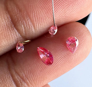 Loose Pink Lab Created Pear Cut Diamond, Drilled/Undrilled/14k Gold Connector Charm 3mm To 7mm Pink CVD Diamond, LG59