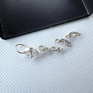 14k Gold Drilled Lab Grown Oval Cut Diamond Connectors Loose Floating Diamond Jewelry VVS/EF 3mm To 7mm Drilled Oval