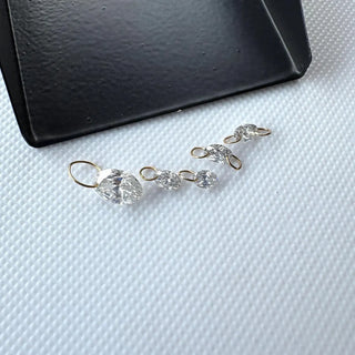 14k Gold Drilled Lab Grown Oval Cut Diamond Connectors Loose Floating Diamond Jewelry VVS/EF 3mm To 7mm Drilled Oval
