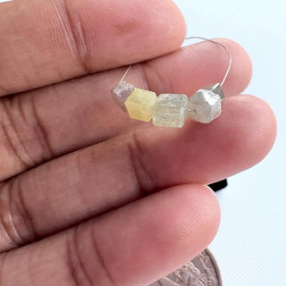 Set Of 5, 4.8mm To 3mm Smooth Rough Diamond Box Beads, Natural Rough Faceted Diamond Bead, White Diamonds DDS525/9
