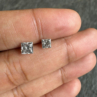 3.8mm & 4.7mm Clear White Earth Mined Salt And Pepper Princess Cut Natural Diamond Loose , Faceted Full Cut Princess Diamond, DDS813/1-2