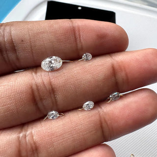 14k Gold Drilled Lab Grown Oval Cut Diamond Connectors Loose Floating Diamond Jewelry VVS/EF 3mm To 7mm Drilled Oval
