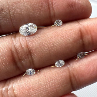 14k Gold Drilled Lab Grown Oval Cut Diamond Connectors Loose Floating Diamond Jewelry VVS/EF 3mm To 7mm Drilled Oval
