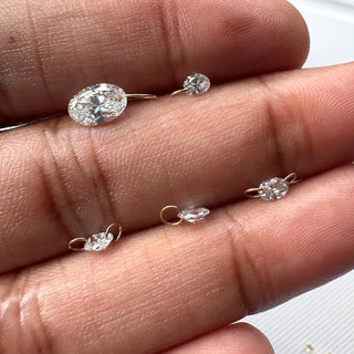 14k Gold Drilled Lab Grown Oval Cut Diamond Connectors Loose Floating Diamond Jewelry VVS/EF 3mm To 7mm Drilled Oval