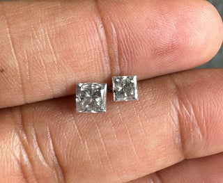 3.8mm & 4.7mm Clear White Earth Mined Salt And Pepper Princess Cut Natural Diamond Loose , Faceted Full Cut Princess Diamond, DDS813/1-2