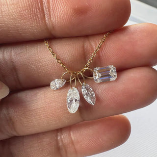14K Solid Gold 1 Ct To 7 Ct IGI Certified Drilled Pear/Round/Princess/Emerald/Oval/Radiant/Heart/Marquise Cut Floating