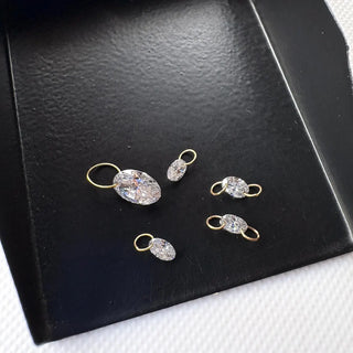 14k Gold Drilled Lab Grown Oval Cut Diamond Connectors Loose Floating Diamond Jewelry VVS/EF 3mm To 7mm Drilled Oval