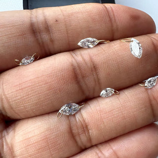 14k Gold Drilled Lab Grown Marquise Cut Diamond Connectors Loose Floating Diamond Jewelry VVS/EF 3mm To 9mm Drilled CVD
