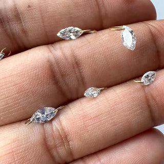 14k Gold Drilled Lab Grown Marquise Cut Diamond Connectors Loose Floating Diamond Jewelry VVS/EF 3mm To 9mm Drilled CVD