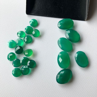 Natural Green Onyx 7mm Round 14x10mm Faceted Loose Gemstones, Both Side Faceted Round Oval Gemstone For Jewelry, BB229