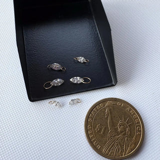 14k Gold Drilled Lab Grown Marquise Cut Diamond Connectors Loose Floating Diamond Jewelry VVS/EF 3mm To 9mm Drilled CVD