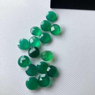 Natural Green Onyx 7mm Round 14x10mm Faceted Loose Gemstones, Both Side Faceted Round Oval Gemstone For Jewelry, BB229