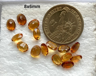 5 Pieces Natural Orange Citrine Faceted Oval Shaped Loose Cut Gemstones Choose From 4x3mm 5x3mm 5x4mm 7x5mm 8x6mm Citrine For Jewelry, BB117