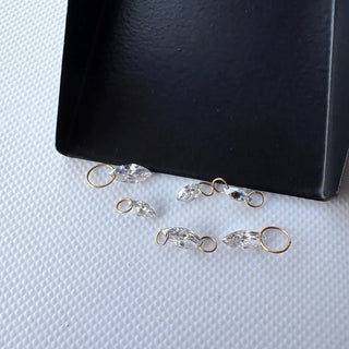 14k Gold Drilled Lab Grown Marquise Cut Diamond Connectors Loose Floating Diamond Jewelry VVS/EF 3mm To 9mm Drilled CVD