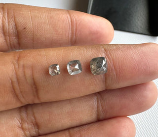 1 Piece 3mm/4mm/5mm Clear Grey Salt And Pepper Cushion Shaped Rose Cut Diamond Loose, Faceted Flat Back Diamond For Jewelry/Ring, DDS810/8