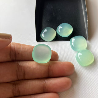 5 Pieces 16mm Each Aqua Blue Chalcedony Smooth Cushion Shaped Loose Gemstones, Aqua Chalcedony Cushion Cabochon, GDS1047/11