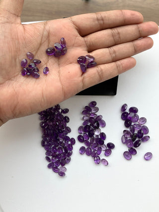 10 Pieces Natural Amethyst Oval Shaped Faceted Loose Cut Gemstones Choose From 7x5mm/8x6mm/9x7mm, BB397