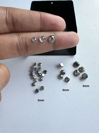 1 Piece 3mm/4mm/5mm Clear Grey Salt And Pepper Cushion Shaped Rose Cut Diamond Loose, Faceted Flat Back Diamond For Jewelry/Ring, DDS810/8