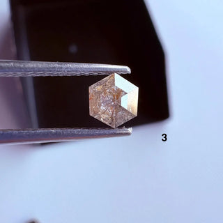 Clear Brown Grey Hexagon Shaped Rose Cut Loose Diamond, Faceted Rose Cut Flat Back Diamond Cabochon For Ring, DDS732/1,2,3