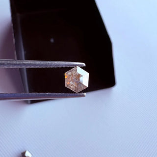Clear Brown Grey Hexagon Shaped Rose Cut Loose Diamond, Faceted Rose Cut Flat Back Diamond Cabochon For Ring, DDS732/1,2,3