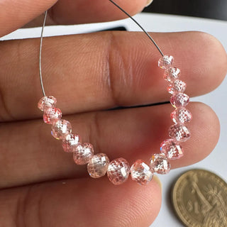 5 Pieces Faceted Pink Lab Grown Diamond Beads, Pink Diamond Rondelles, 2.5mm to 4mm Pink Diamond Beads, Lab Made Pink Diamond, LG64