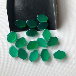 8 Pieces 13x10mm Natural Green Onyx Coffin Shaped Smooth Flat Back Loose Cabochons, Hexagon Shape Green Onyx Gemstone Loose BB193