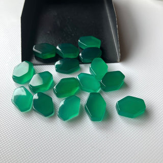 8 Pieces 13x10mm Natural Green Onyx Coffin Shaped Smooth Flat Back Loose Cabochons, Hexagon Shape Green Onyx Gemstone Loose BB193