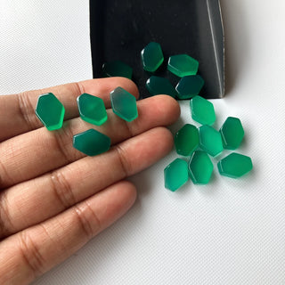 8 Pieces 13x10mm Natural Green Onyx Coffin Shaped Smooth Flat Back Loose Cabochons, Hexagon Shape Green Onyx Gemstone Loose BB193