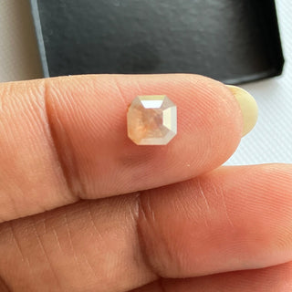 1 Piece 5.6mm/0.74CTW Emerald Cut Clear Peach/Grey Rose Cut Diamond Loose, Faceted Peach Grey Rose Cut Loose Diamond For Ring, DDS779/8