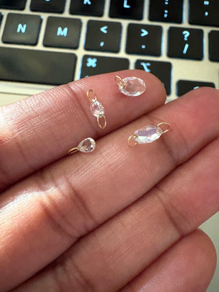 1Pc 6x4mm Lab Grown Oval Rose Cut Diamond Connectors Loose Floating Diamond Jewelry, Drilled/Undrilled/14k Gold Charms Oval Shaped CVD, LG91