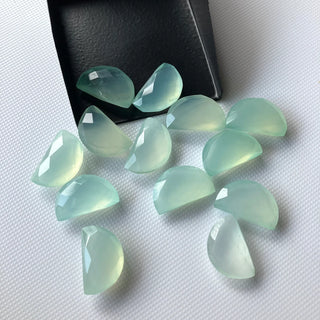 6 Pieces 16x10mm Aqua Blue Chalcedony Moon Shaped Both Side Faceted Gemstone, Aqua Chalcedony Loose Stones For Jewelry, BB213