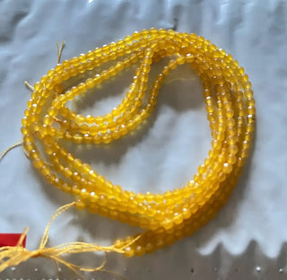 3mm Natural Yellow Chalcedony Faceted Round Rondelles Beads, Excellent Uniform Cut, Yellow Chalcedony Round Beads, 12 Inch Strand, GDS1468