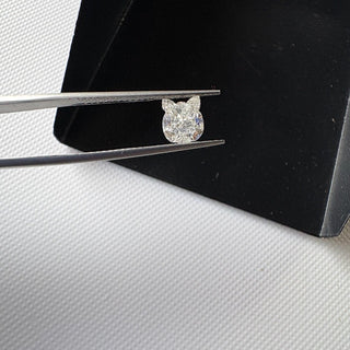 1.00CTW/6mm Approx Lab Grown Diamond Carved Cat, Clear White F/VS1 Lab Grown Diamond, Pet Lover Diamond Jewelry, LG58
