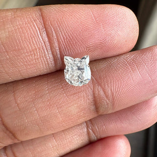 1.00CTW/6mm Approx Lab Grown Diamond Carved Cat, Clear White F/VS1 Lab Grown Diamond, Pet Lover Diamond Jewelry, LG58